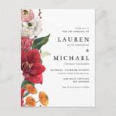 Rote Amaryllis und Blumenzehen im Herbst Einladungspostkarte (Vorderseite)