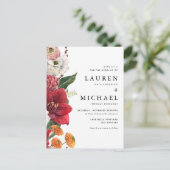 Rote Amaryllis und Blumenzehen im Herbst Einladungspostkarte (Stehend Vorderseite)