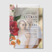 Rote Amaryllis und Blumenzehen im Herbst Pergament Einladungen (Versatz (Ehepaar))