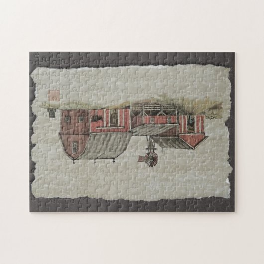 Rote amische Scheune u. Windmühle Puzzle (Horizontal)