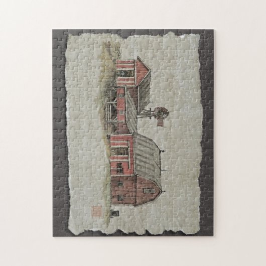 Rote amische Scheune u. Windmühle Puzzle (Vertikal)