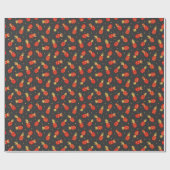 Rote Ananas, Glitter, schwarzer Hintergrund. Geschenkpapier (Flach)