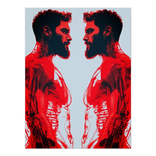 Rote Anatomie - Abstrakte Muskelstudie Poster (Vorderseite)