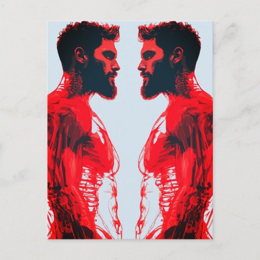 Rote Anatomie - Abstrakte Muskelstudie Postkarte (Vorderseite)