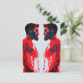 Rote Anatomie - Abstrakte Muskelstudie Postkarte (Stehend Vorderseite)