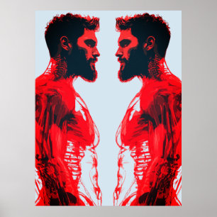 Rote Anatomie – Abstrakte Studie menschlicher Musk Poster