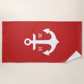 Rote Anchor Monogram Strandtuch (Vorderseite)