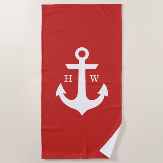 Rote Anchor Monogram Strandtuch (Vorderseite)