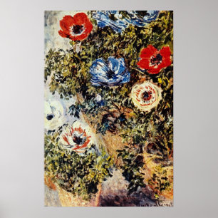 Rote Anemonen, Blumen Claudes Monet Poster