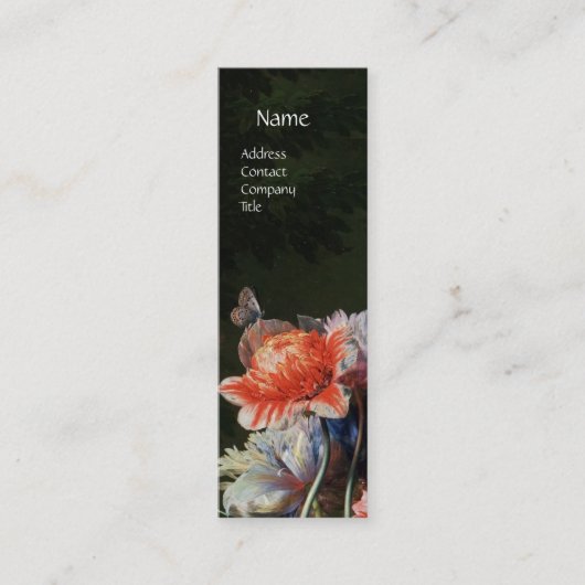 ROTE ANEMONEN, WEISSE BLUME, BAKERFLY-MONOGRAMM MINI VISITENKARTE (Vorderseite)