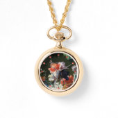 ROTE ANEMONEN, WEISSE BLUME, SCHWARZE SCHWARZE SCH ARMBANDUHR (Vorderseite)