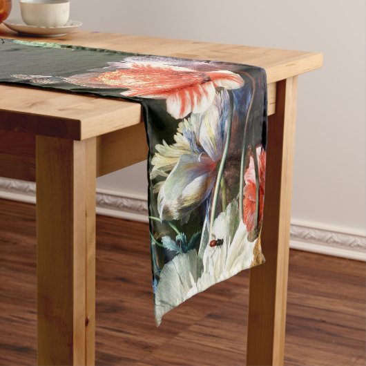 ROTE ANEMONEN, WEISSE BLUME, SCHWARZE SCHWARZE SCH KURZER TISCHLÄUFER (Beispiel)