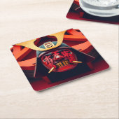 Rote Anime-Samurai-Maske Rechteckiger Pappuntersetzer (angewinkelt)