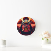 Rote Anime-Samurai-Maske Runde Wanduhr (Zuhause)