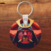 Rote Anime-Samurai-Maske Schlüsselanhänger (Vorderseite)