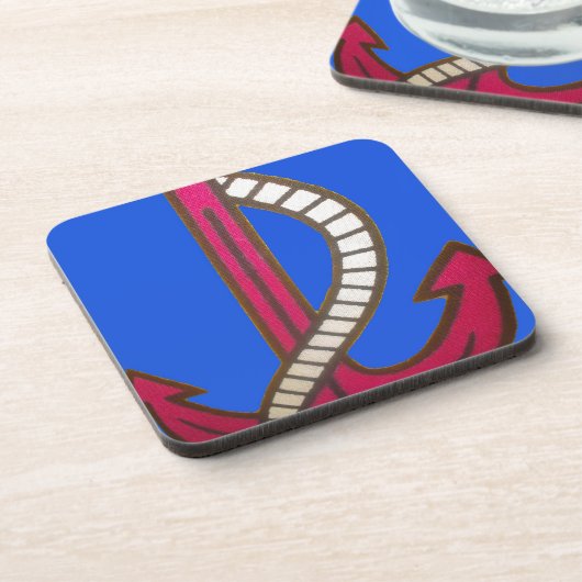 Rote Ankerkunst Print Getränkeuntersetzer (Linke Seite)