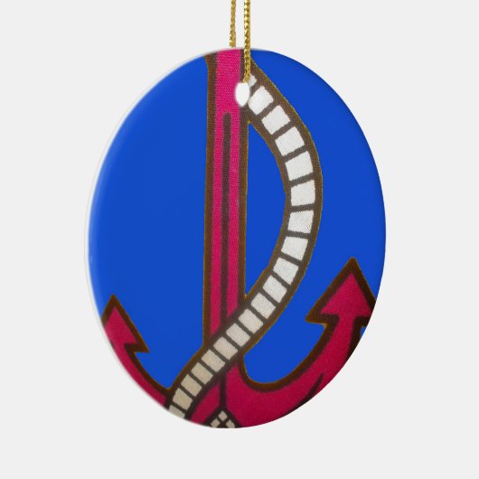 Rote Ankerkunst Print Keramik Ornament (Rechts)