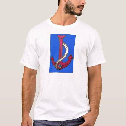 Rote Ankerkunst Print T-Shirt (Vorderseite)