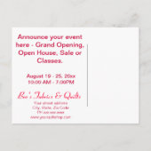 Rote Ankündigungspostkarte (Rückseite)