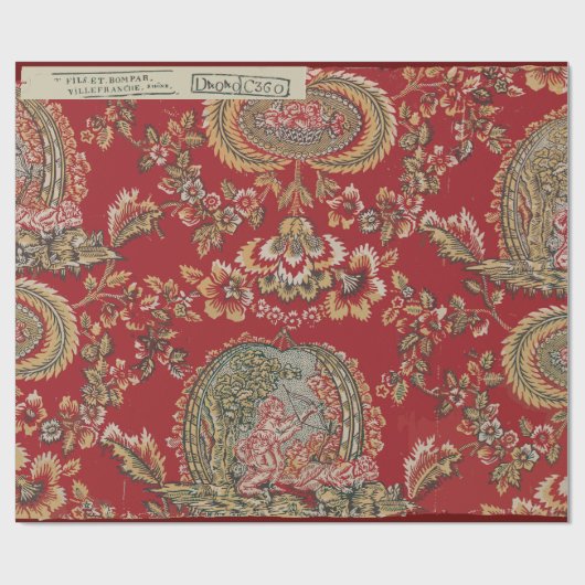 Rote Antike Französisch Textil Geschenkpapier (Flach)