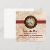 Rote Antiquitäten-Uhr Save-the-Date-Ankündigung Einladung (Vorne/Hinten)
