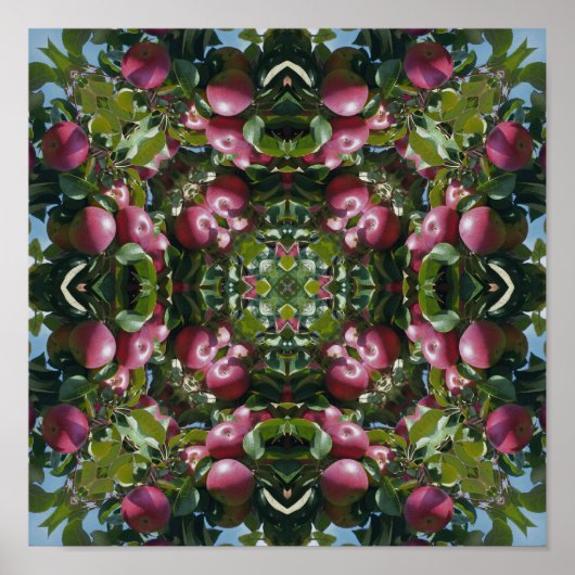 Rote Äpfel am Baum Natur Kunst abstrakt Poster (Vorne)