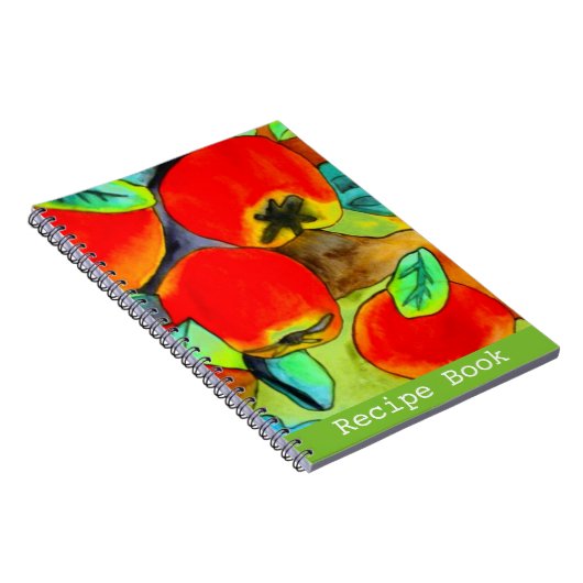 Rote Äpfel Aquarell Original Kunst Rezept Buch (Rechte Seite)