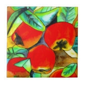 Rote Äpfel Aquarellmalerei Fliese (Vorderseite)