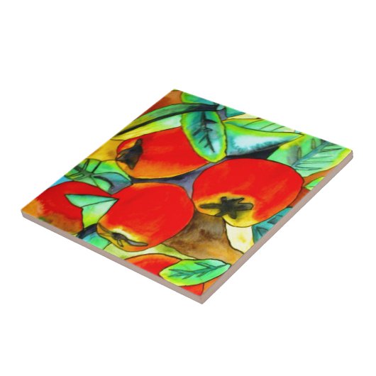 Rote Äpfel Aquarellmalerei Fliese (Seite)