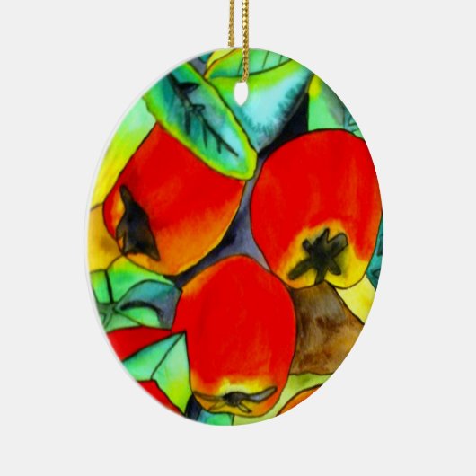 Rote Äpfel Aquarellmalerei Keramikornament (Rechts)