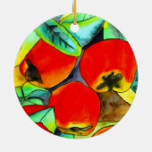 Rote Äpfel Aquarellmalerei Keramikornament (Hinten)