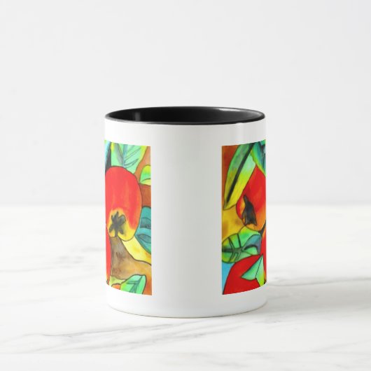 Rote Äpfel Aquarellmalerei Tasse (Zentrum)