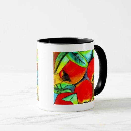 Rote Äpfel Aquarellmalerei Tasse (VorderseiteRechts)