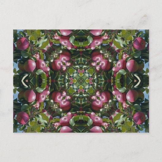 Rote Äpfel auf Baum-Kaleidoskop-Kunst Postcar Postkarte (Vorderseite)
