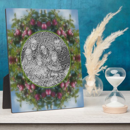 Rote Äpfel auf Baummalerei hinzufügen Ihr Foto Fotoplatte (Seite)