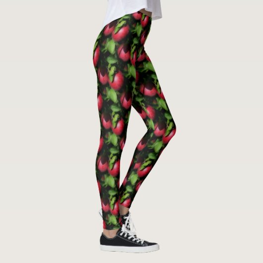 Rote Äpfel auf Baumnatur Muster Leggings (Rechts)
