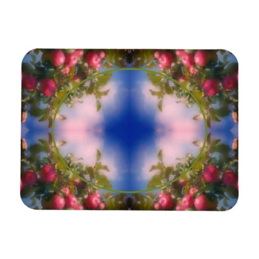 Rote Äpfel auf Baumrahmen hinzufügen Ihr Foto Magnet (Horizontal)