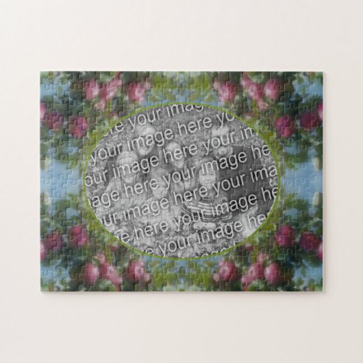 Rote Äpfel auf Baumrahmen hinzufügen Ihr Foto Puzzle (Horizontal)