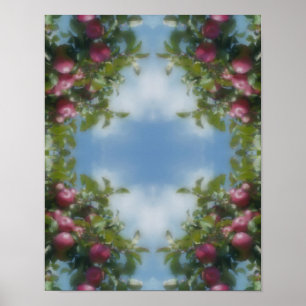 Rote Äpfel auf dem Baum Foto-Malerei Natur Kunst Poster