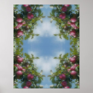 Rote Äpfel auf dem Baum Foto-Malerei Natur Kunst Poster