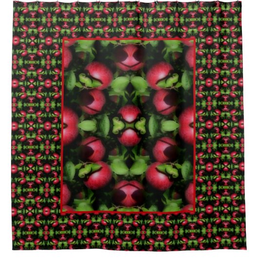 Rote Äpfel auf der Baumnatur Abstrakt Duschvorhang (Vorderseite)