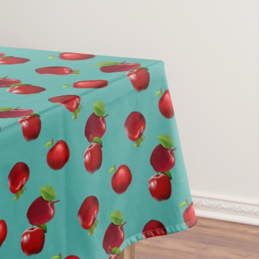 Rote Äpfel auf Emerald Aquamarin Tablecloth Tischdecke (Beispiel)