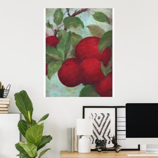 Rote Äpfel auf Grün Poster (Heimbüro)