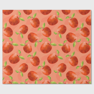 Rote Äpfel auf orangefarbenem Hintergrund Geschenkpapier