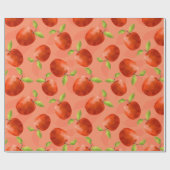 Rote Äpfel auf orangefarbenem Hintergrund Geschenkpapier (Flach)