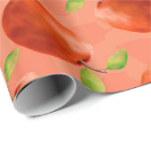 Rote Äpfel auf orangefarbenem Hintergrund Geschenkpapier (Rolleneckpunkt)