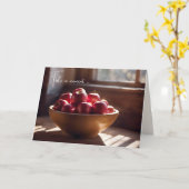 Rote Äpfel aus Holz Karte (Gelbe Blume)