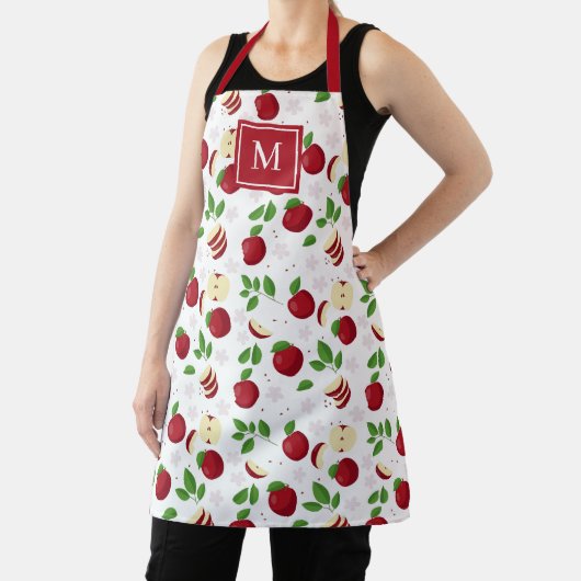 Rote Äpfel, Blüten Grüne Mit Monogramm erste Schürze (InSitu)