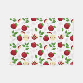 Rote Äpfel, Blüten und Grünmuster Fleecedecke (Vorderseite (Horizontal))