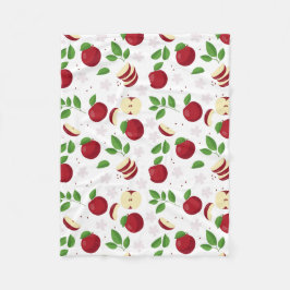 Rote Äpfel, Blüten und Grünmuster Fleecedecke